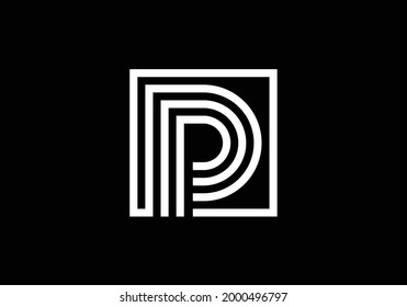 Capital Lines Letter P. Creative Line Letters Design, Graphic Alphabet Symbol For Logo, Poster, Invitation. Vector Illustration