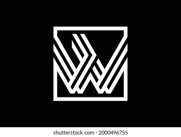 Capital Lines Letter W. Creative Line Letters Design, Graphic Alphabet Symbol For Logo, Poster, Invitation. Vector Illustration