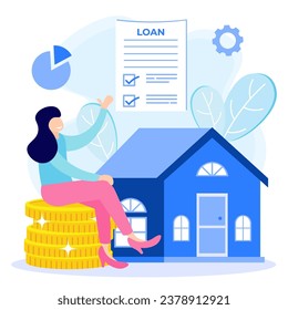 Capital loan flat style vector illustration with characters. Management of business financial obligations with payment control