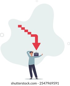 Capital loss or losing money from investment, stock market go down or decline, recession or economic slow down, stock market crisis concept.flat characters.