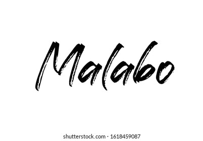capital Malabo typography word hand written modern calligraphy text lettering. Can be used for a logo, branding or sticker