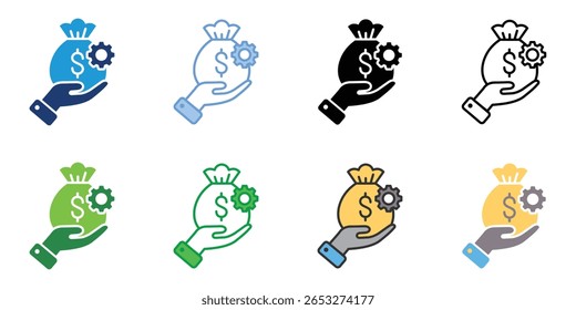 Capital Management Icons Set Vector Multiple Style Collection