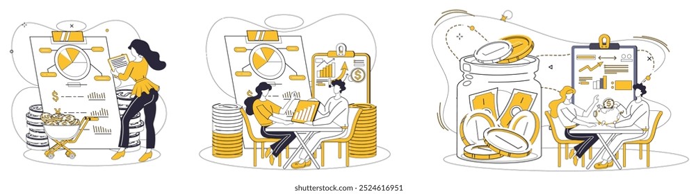 Capital management vector illustration. Build fortress financial stability with bricks strategic capital development Business success is tapestry woven by threads effective capital management