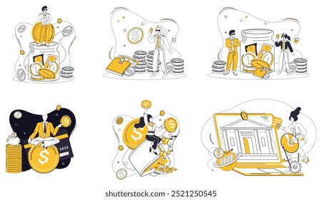 Capital management vector illustration. Business growth becomes symphony when conducted by hands effective capital management Economic success is journey embarked upon with compass strategic capital