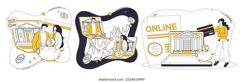 Capital management vector illustration. The economic canvas comes alive with strokes strategic capital planning Success is melody played by strings effective capital management Capital development