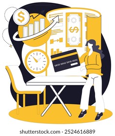 Capital management vector illustration. The symphony financial success is composed by orchestra effective capital planning In economic ballet, capital management is graceful dance financial growth