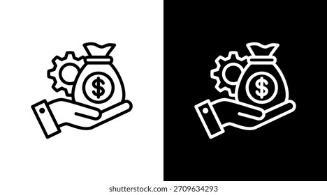 Diseño de conjunto de iconos blancos de gestión de capital