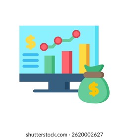 Ilustración vectorial plana del icono del mercado de capitales