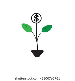 Capital, money, plant icon. Simple editable vector illustration