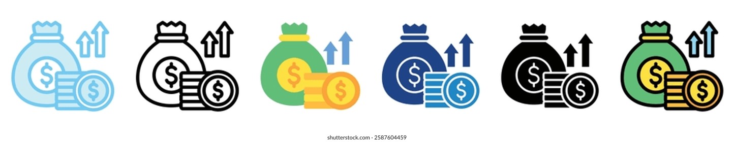Capital multi style, mini illustration icon. outline, flat, glyph, line color. For UI, UX, app and web, digital or print. For  education, business, economy, financial theme.