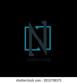 diseño de logotipo de capital N gris y azul