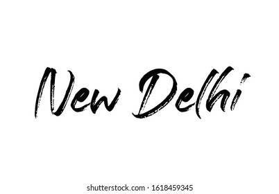 capital New Delhi typography word hand written modern calligraphy text lettering. Can be used for a logo, branding or sticker