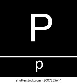 Capital and non-capital letters of the alphabet P p, illustration design icon.