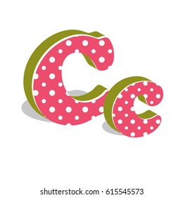 Capital and numeric cute dotted 3d letter B isolated on white background. Vector illustration. Element for design. Kids alphabet.