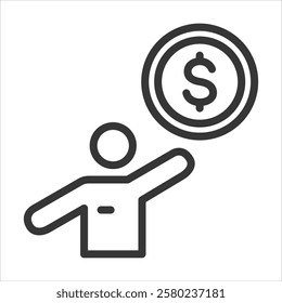 Capital Outline Icon Vector Illustration