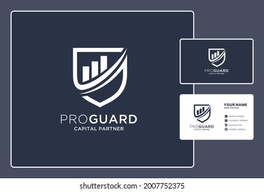 capital partner logo design with shield and chart element.