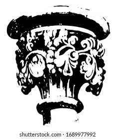 Capital ou folha do Império Persa, vintage linha de desenho ou gravura ilustração.
