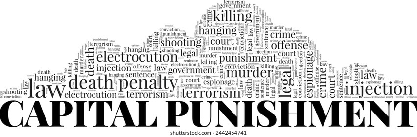 Capital Punishment word cloud conceptual design isolated on white background.