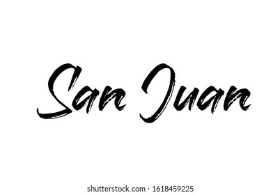 capital San Juan typography word hand written modern calligraphy text lettering. Can be used for a logo, branding or sticker