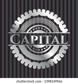 Capital silver emblem. Vector Illustration. Mosaic.