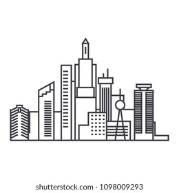 Capital skythin line thin line icon concept. Capital skythin line linear vector sign, symbol, illustration.