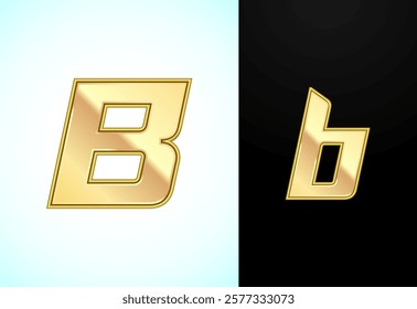 Capital and small alphabet B in gold color. Graphic alphabet symbol for corporate business identity