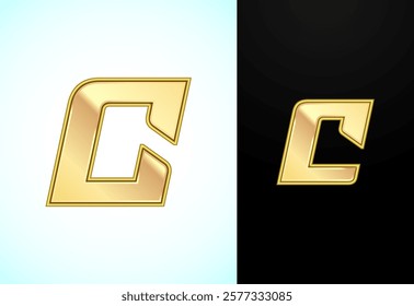 Capital and small alphabet C in gold color. Graphic alphabet symbol for corporate business identity