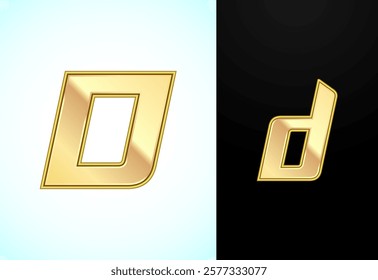 Capital and small alphabet D in gold color. Graphic alphabet symbol for corporate business identity