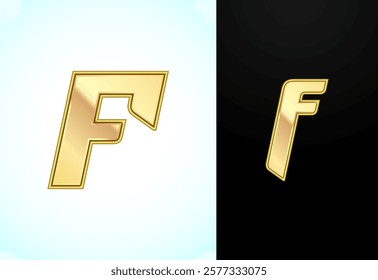 Capital and small alphabet F in gold color. Graphic alphabet symbol for corporate business identity