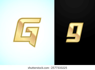 Capital and small alphabet G in gold color. Graphic alphabet symbol for corporate business identity