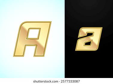 Capital and small alphabet A in gold color. Graphic alphabet symbol for corporate business identity