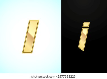 Capital and small alphabet I in gold color. Graphic alphabet symbol for corporate business identity