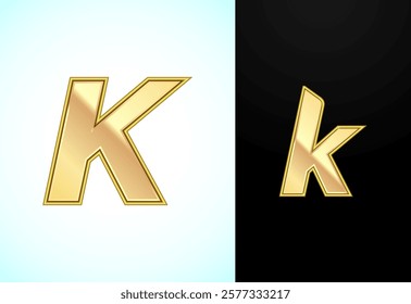 Capital and small alphabet K in gold color. Graphic alphabet symbol for corporate business identity