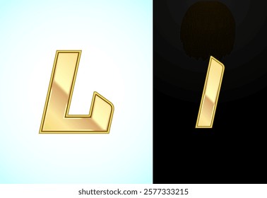 Capital and small alphabet L in gold color. Graphic alphabet symbol for corporate business identity