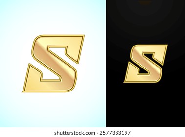 Capital and small alphabet S in gold color. Graphic alphabet symbol for corporate business identity