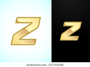 Capital and small alphabet Z in gold color. Graphic alphabet symbol for corporate business identity