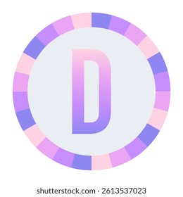 CAPITAL Stylized Letter D in Purple-Pink Gradient with Pastel Pink-Blue Ring on Dark Background