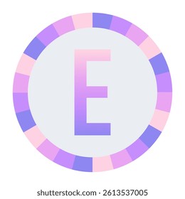 CAPITAL Stylized Letter E in Purple-Pink Gradient with Pastel Pink-Blue Ring on Dark Background