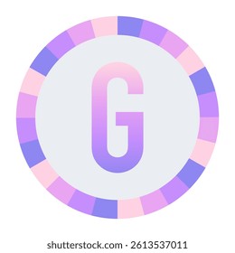 CAPITAL Stylized Letter G in Purple-Pink Gradient with Pastel Pink-Blue Ring on Dark Background