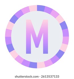 CAPITAL Stylized Letter M in Purple-Pink Gradient with Pastel Pink-Blue Ring on Dark Background
