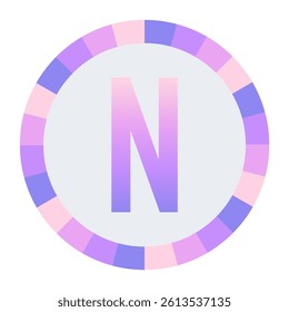 CAPITAL Stylized Letter N in Purple-Pink Gradient with Pastel Pink-Blue Ring on Dark Background