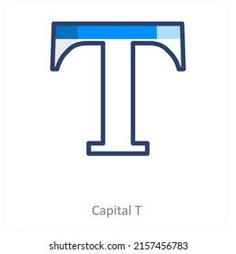 Capital T And Letter Icon Concept