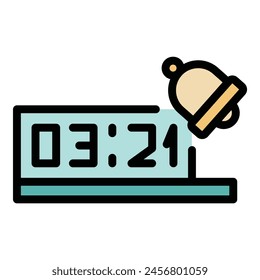 Capital time icon outline vector. World zone. Clock map color flat