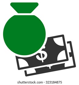 Capital vector icon. Style is bicolor flat symbol, green and gray colors, rounded angles, white background.