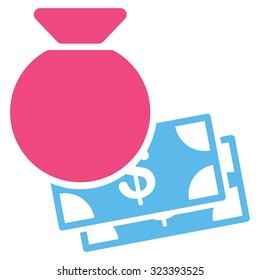 Capital vector icon. Style is bicolor flat symbol, pink and blue colors, rounded angles, white background.