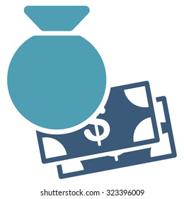 Capital vector icon. Style is bicolor flat symbol, cyan and blue colors, rounded angles, white background.