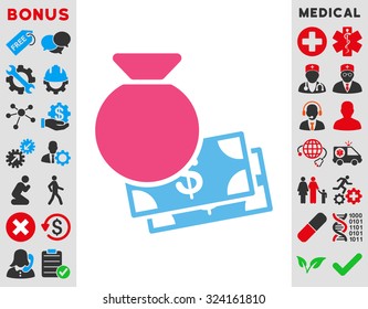 Capital vector icon. Style is bicolor flat symbol, pink and blue colors, rounded angles, white background.