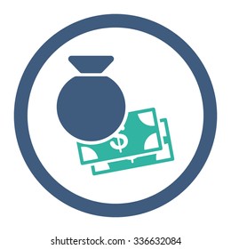 Capital vector icon. Style is bicolor flat rounded symbol, cobalt and cyan colors, rounded angles, white background.