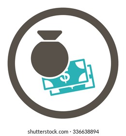 Capital vector icon. Style is bicolor flat rounded symbol, grey and cyan colors, rounded angles, white background.