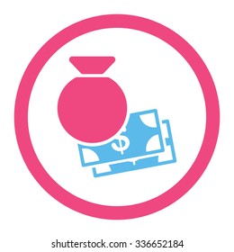 Capital vector icon. Style is bicolor flat rounded symbol, pink and blue colors, rounded angles, white background.